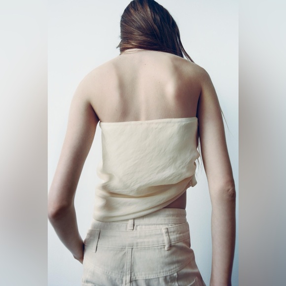 NWT ZARA DRAPED OVERLAY TOP CROP - Picture 6 of 14